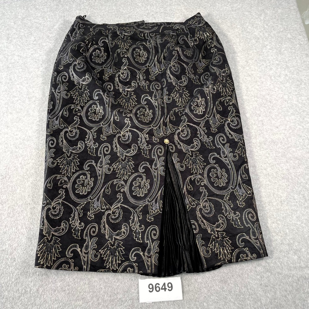 Grace Ephesians 2:8 Straight & Pencil Skirt Womens 18 Black Floral Lined Pleated